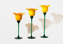 Load image into Gallery viewer, Set of Three Glass Flowers / Candle Holders
