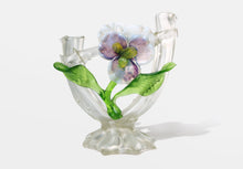 Load image into Gallery viewer, Set of Two Glass Floral Candle Holders
